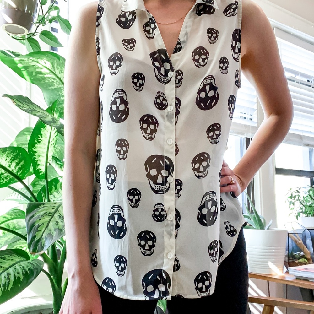 Skull Print Button Up